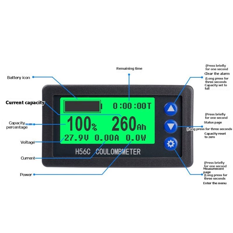 Battery Monitor Coulometer - [EYEL!NIEUW!】 H56CS DC100V Batterijcapaciteitstester Coulometer 50A