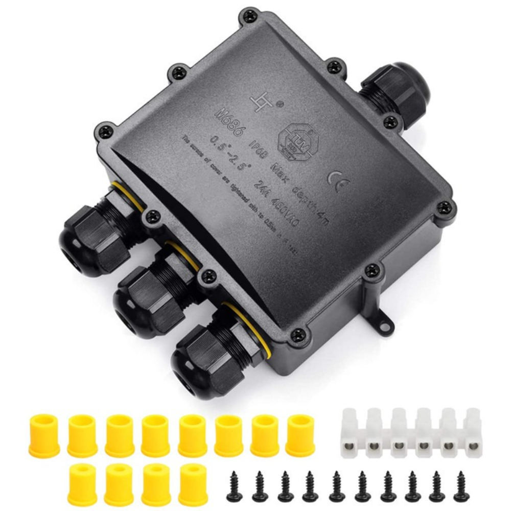 Waterproof Junction Box Solar - 4Way 1In3Out IP68 Waterdichte 4-14mm Zonne-energie