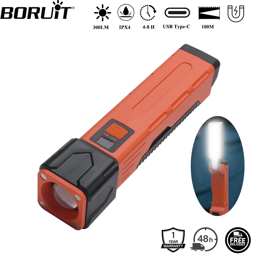 Renewable Energy Sources - BORUiT 300LM LED-werklamp Zoomzaklamp Type-C Oplaadbare