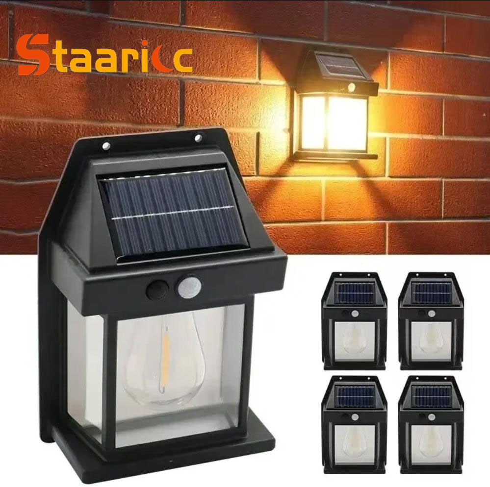 Waterproof Junction Box Solar - Buitenlamp met zonne-energie, tungsten, bewegingsmelder, IP65