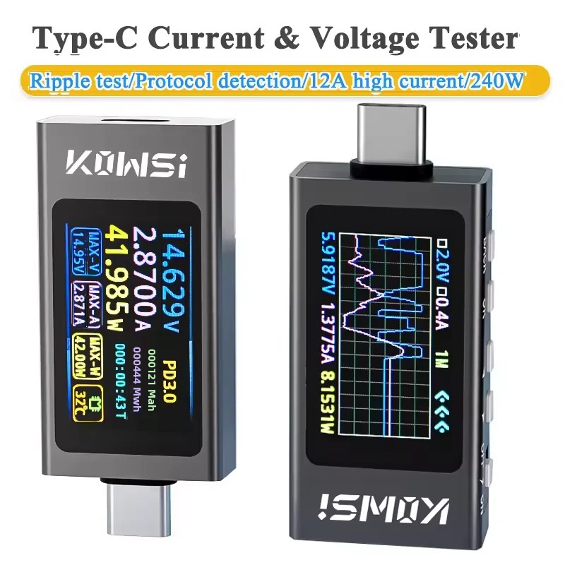 Battery Monitor Coulometer - KWS-X1 Type-C stroom- en spanningsmonitor DC