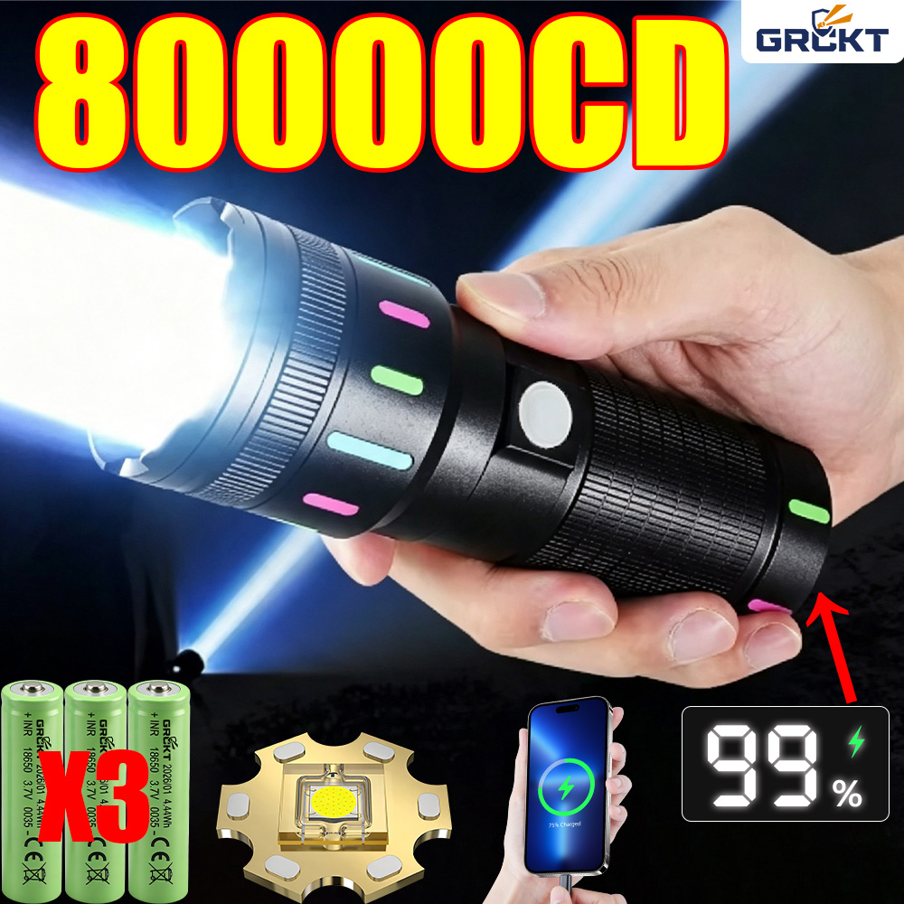 Renewable Energy Sources - 80000CD Meest krachtige LED-zaklamp, krachtige tactische