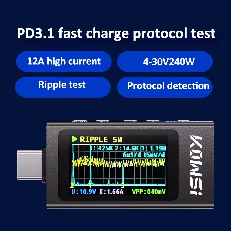 KWS-X1 Type-C stroom- en spann - Battery Monitor Coulometer recensie en prijs