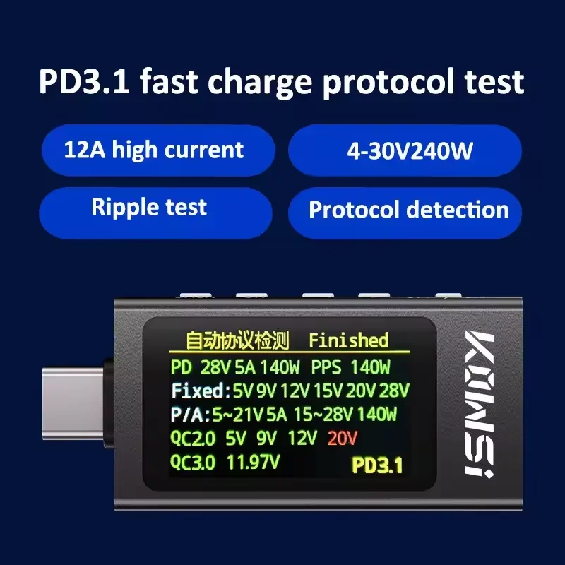 KWS-X1 Type-C stroom- en spann - Battery Monitor Coulometer recensie en prijs